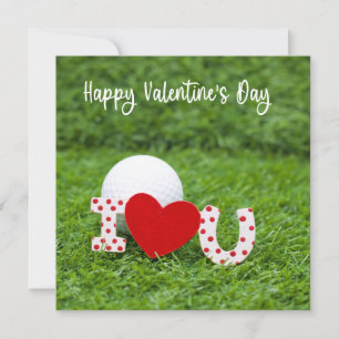 Tarjeta Festiva Balón de golf con te amo Feliz Día de San Valentín