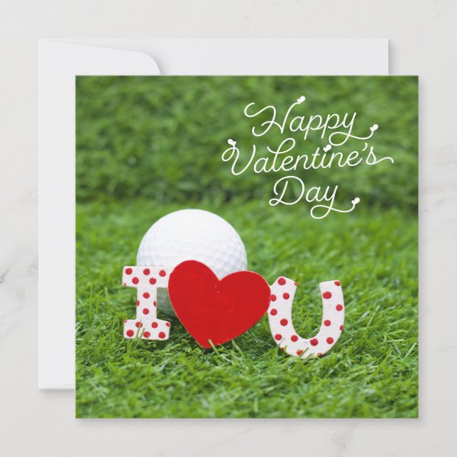 Tarjeta Festiva Balón de golf con te amo Feliz Día de San Valentín (Anverso)