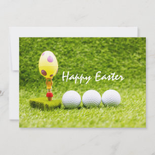 Tarjeta Festiva Balón de golf Feliz Pascua con huevo de Pascua ver