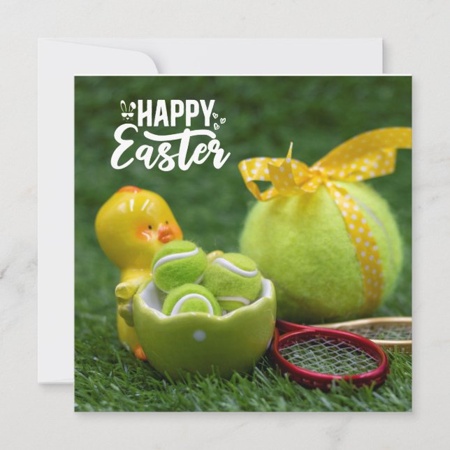 Tarjeta Festiva Balón de tenis en vacaciones de Pascua con cáscara (Anverso)