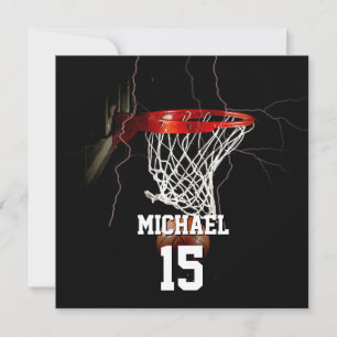 Tarjeta Festiva Baloncesto Añadir tu nombre y número