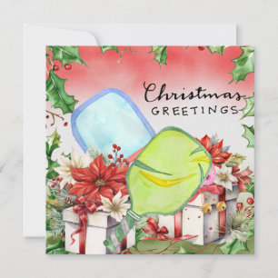 Tarjeta Festiva Baloncesto con marco de Navidades