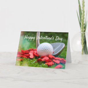 Tarjeta Festiva Baloncesto de golf con corazón rojo para El día de