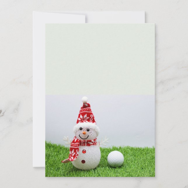 Tarjeta Festiva Baloncesto de golf con Navidades de Snowman (Anverso)