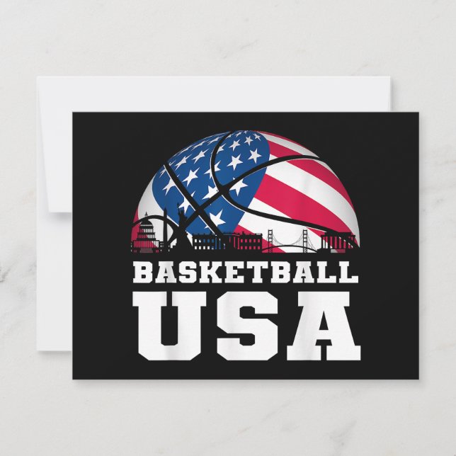 Tarjeta Festiva Baloncesto EEUU Apoya al equipo camiseta Bandera d (Anverso)