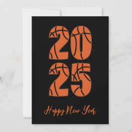 Tarjeta Festiva Baloncesto estilo simple feliz año nuevo cartas 20