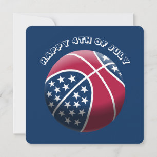 Tarjeta Festiva Baloncesto Feliz 4 de Julio