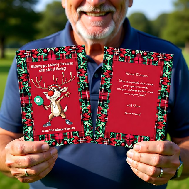 Tarjeta Festiva Baloncesto 🎄 Feliz Navidad, texto personalizado (Pickleball🎄 Merry Christmas, custom text Holiday Card)