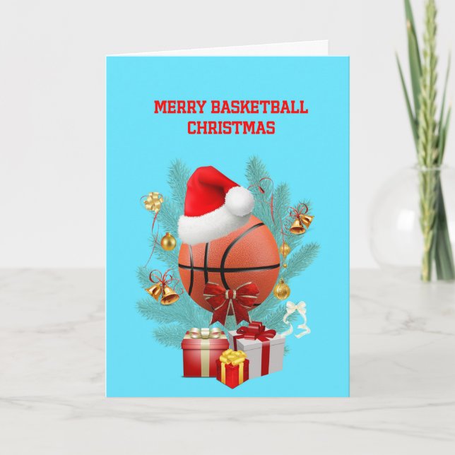 Tarjeta Festiva Baloncesto navideño (Anverso)