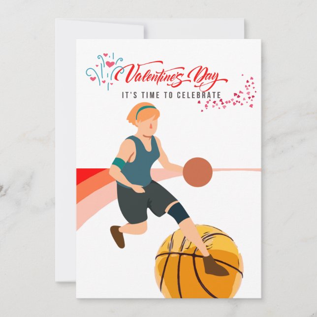 Tarjeta Festiva Baloncesto para el Día de San Valentín con amor    (Anverso)