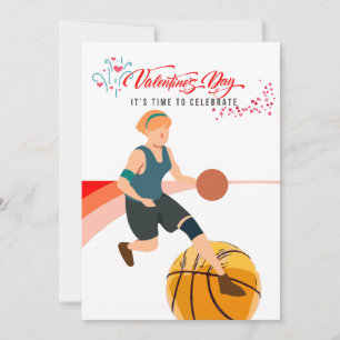 Tarjeta Festiva Baloncesto para el Día de San Valentín con amor   