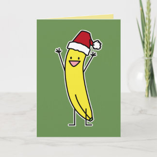 Tarjeta Festiva Banana Santa hat celebrando y aclamando a Christma