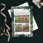 Tarjeta Festiva Bandas de Oro 3 Navidades de fotografía<br><div class="desc">Una elegante tarjeta de festividad fotográfica con ramas de pino dibujadas a mano en una paleta festiva de Relieve metalizado dorado y color verde diseñada por Stacey Meacham. El revés ofrece otra oportunidad para enviar mensajes sentidos de vacaciones a amigos y familiares.</div>