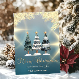 Tarjeta Festiva Bandas de oro Pine Trees Corporativo