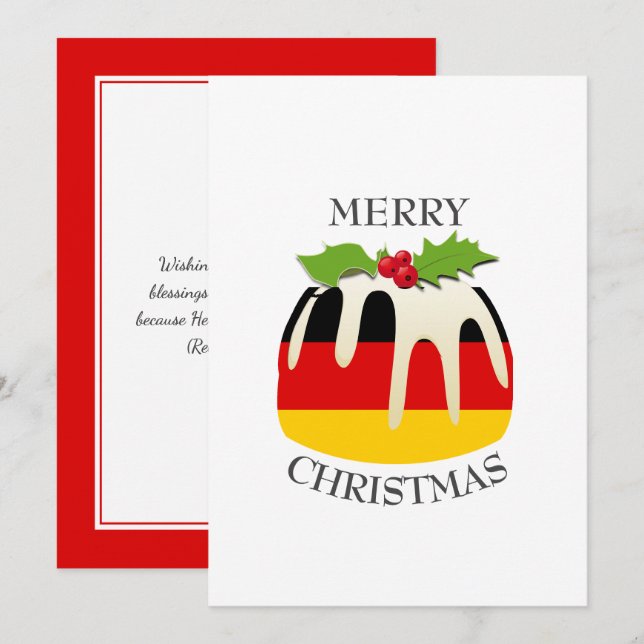 Tarjeta Festiva BANDERA ALEMANIA | Navidades Pudding | Festividad (Anverso / Reverso)
