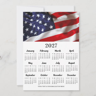 Tarjeta Festiva Bandera Americana Calendario Patriótico USA 12 Mes