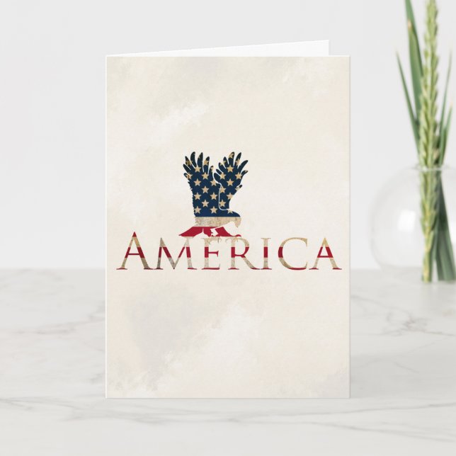 Tarjeta Festiva Bandera americana con Eagle - el patriotismo de (Anverso)