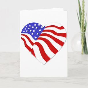 Tarjeta Festiva Bandera Americana Corazón América Estados Unidos V