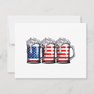 Tarjeta Festiva Bandera Americana de Cerveza 4 de Julio Hombres Mu