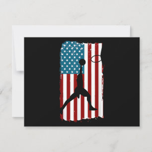 Tarjeta Festiva Bandera Americana de EE. UU. Baloncesto Atleta Pat