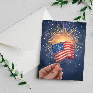 Tarjeta Festiva Bandera Americana Patriótica Cuatro de Julio