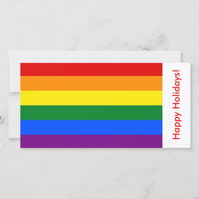 Tarjeta Festiva Bandera arcoiris LGBT, fiestas felices (Anverso)