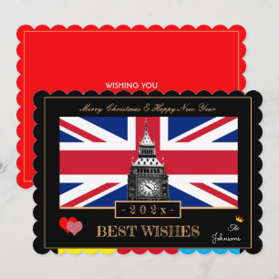 Tarjeta Festiva Bandera británica y Big Ben 2027 Feliz Año Nuevo R