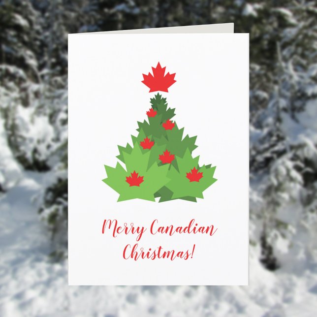 Tarjeta Festiva Bandera canadiense merry Christmas Tree (Subido por el creador)