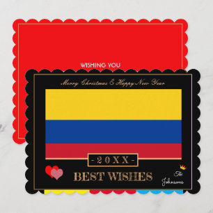 Tarjeta Festiva Bandera colombiana y feliz año nuevo/mejores deseo