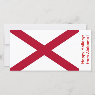 Tarjeta Festiva Bandera de Alabama, Felices Fiestas de EEUU.