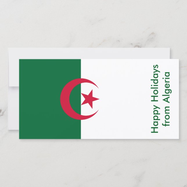 Tarjeta Festiva Bandera de Argelia, Felices fiestas de Argelia (Anverso)