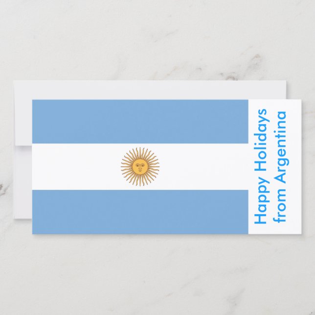 Tarjeta Festiva Bandera de Argentina, Felices Fiestas desde Argent (Anverso)