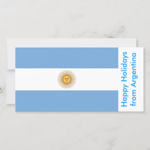 Tarjeta Festiva Bandera de Argentina, Felices Fiestas desde Argent