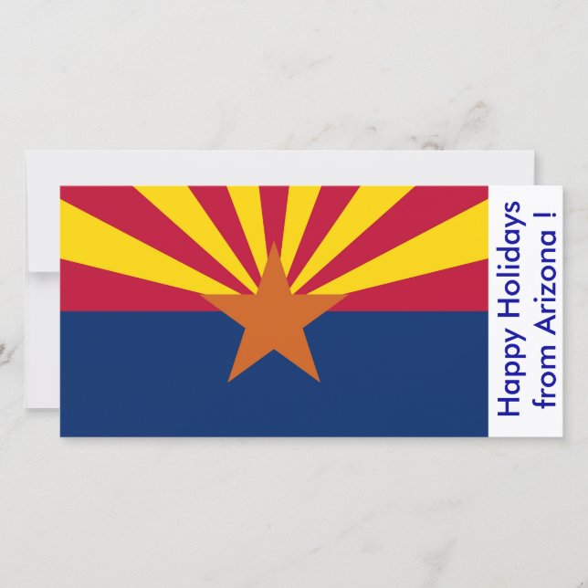 Tarjeta Festiva Bandera de Arizona, Felices Fiestas de EEUU. (Anverso)