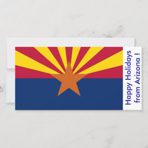 Tarjeta Festiva Bandera de Arizona, Felices Fiestas de EEUU.