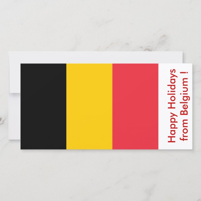 Tarjeta Festiva Bandera de Bélgica, Felices Fiestas de Bélgica (Anverso)