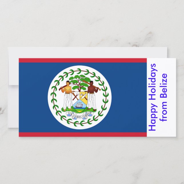 Tarjeta Festiva Bandera de Belice, felices fiestas desde Belice (Anverso)