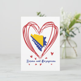 Tarjeta Festiva Bandera de Bosnia y Herzegovina en el mapa del paí