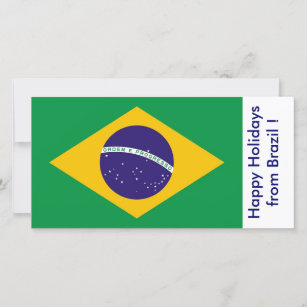 Tarjeta Festiva Bandera de Brasil, Felices Fiestas de Brasil