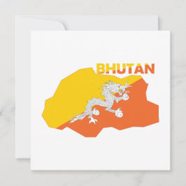 Tarjeta Festiva Bandera de Bután en el mapa del país