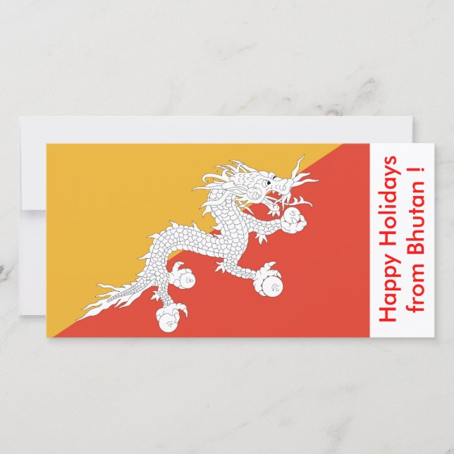 Tarjeta Festiva Bandera de Bután, Felices fiestas de Bután (Anverso)
