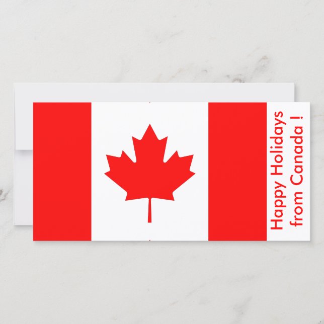 Tarjeta Festiva Bandera de Canadá, Felices Fiestas de Canadá (Anverso)