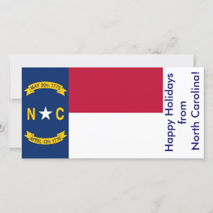 Tarjeta Festiva Bandera de Carolina del Norte, Felices Fiestas de 
