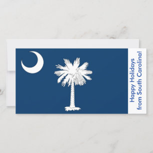 Tarjeta Festiva Bandera de Carolina del Sur, Felices Fiestas de EE