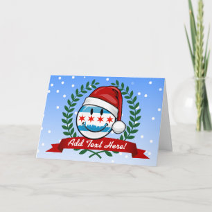 Tarjeta Festiva Bandera de Chicago con estilo de los navidades son
