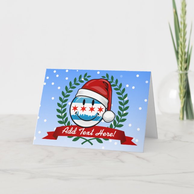 Tarjeta Festiva Bandera de Chicago con estilo de los navidades son (Anverso)