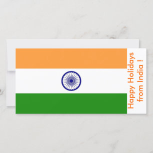 Tarjeta Festiva Bandera de China, Felices Fiestas de India