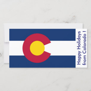 Tarjeta Festiva Bandera de Colorado, Felices Fiestas de EEUU.