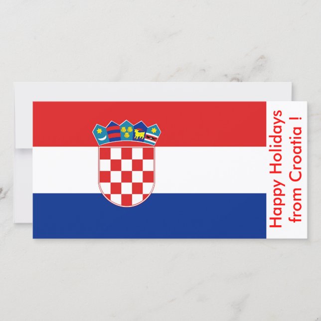 Tarjeta Festiva Bandera de Croacia, Felices Fiestas de Croacia (Anverso)