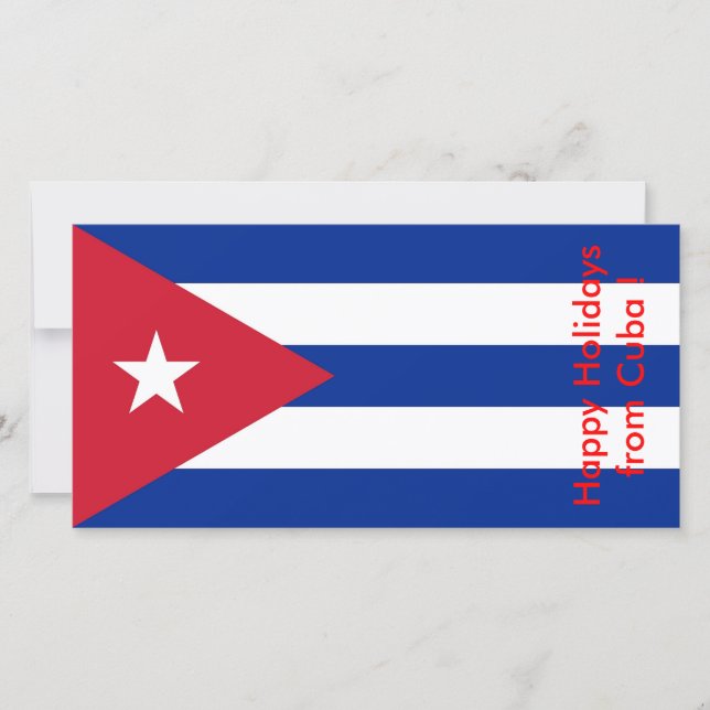 Tarjeta Festiva Bandera de Cuba, Felices fiestas desde Cuba (Anverso)